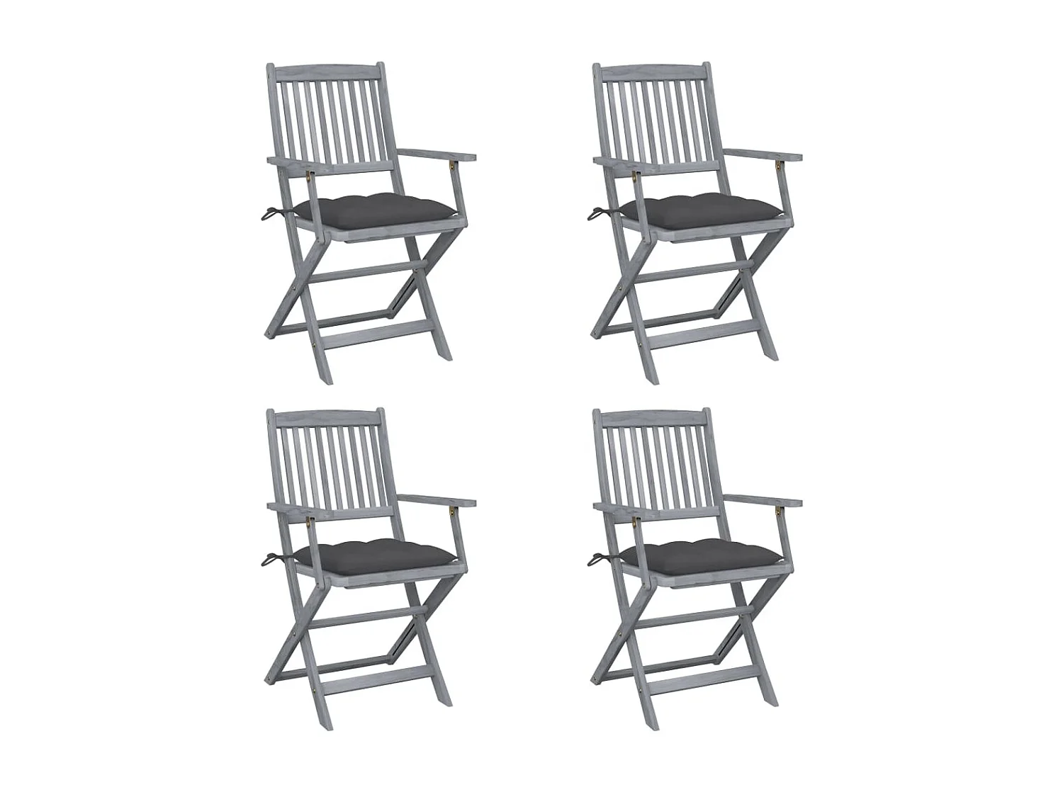 Chaises pliables d'extérieur 4 pcs avec coussins Bois d'acacia 27