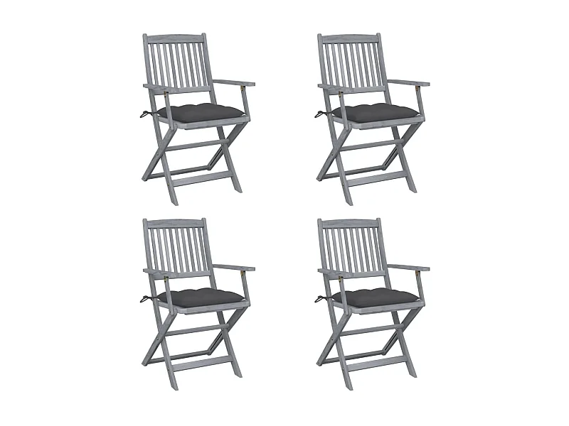 Chaises pliables d'extérieur 4 pcs avec coussins Bois d'acacia 27
