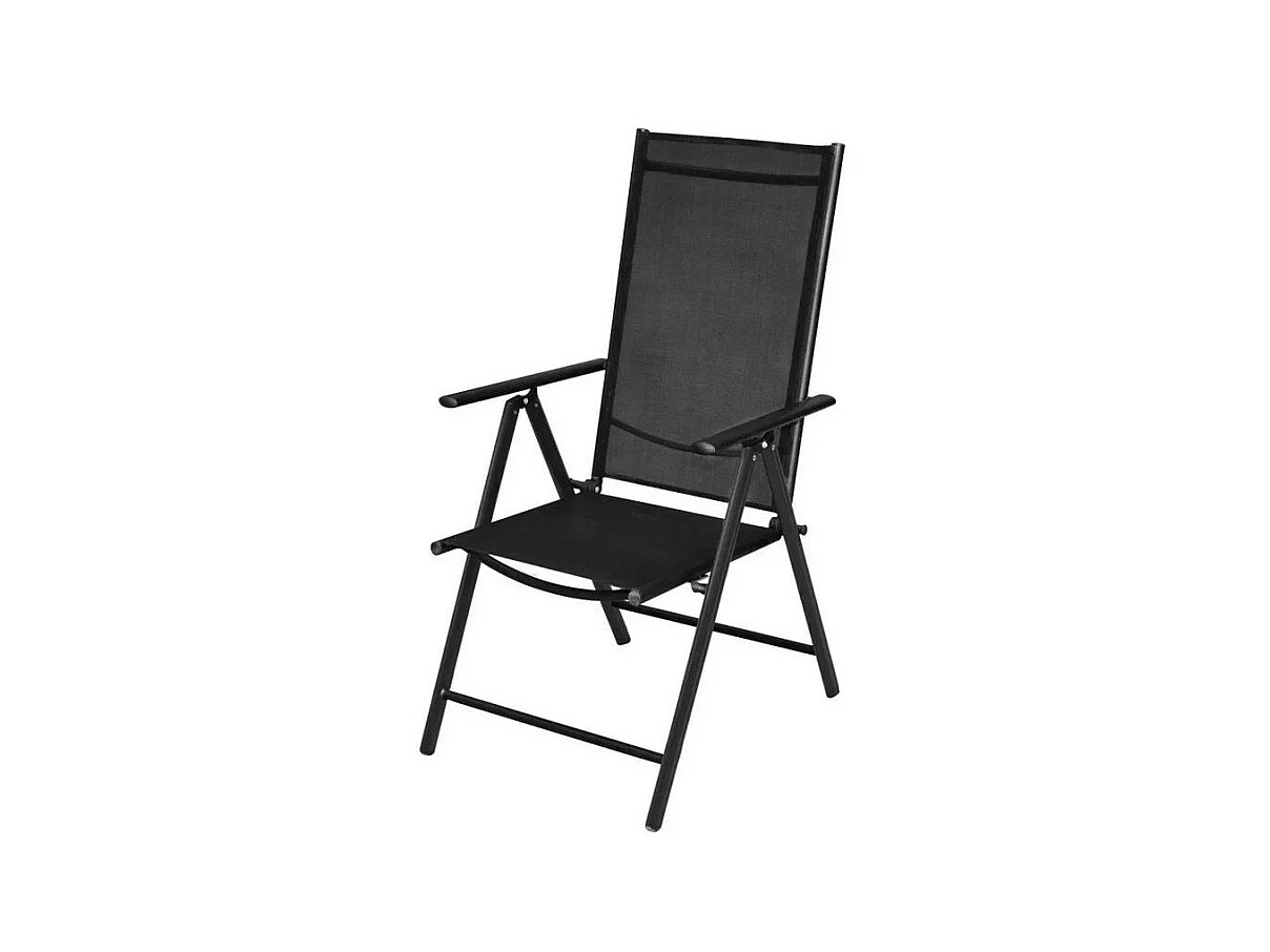 Chaise de jardin textilène et métal noir Tirat - Lot de 2