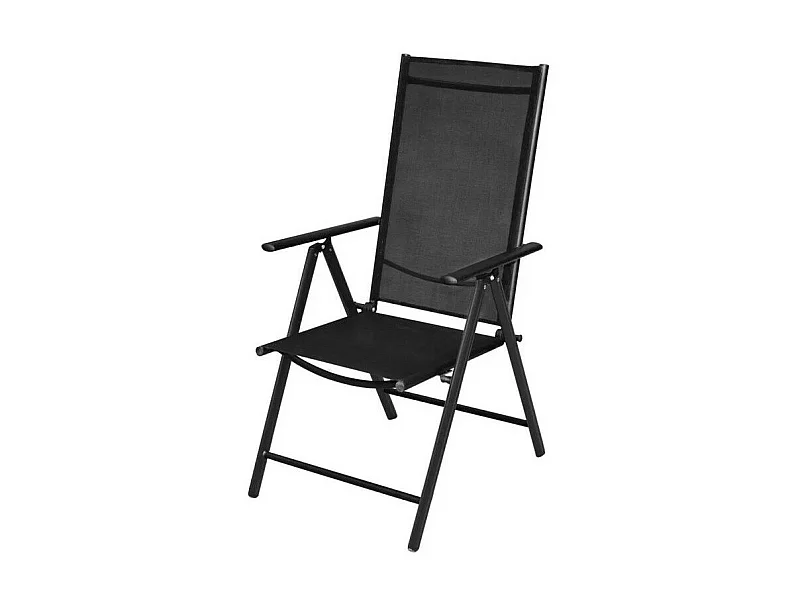 Chaise de jardin textilène et métal noir Tirat - Lot de 2