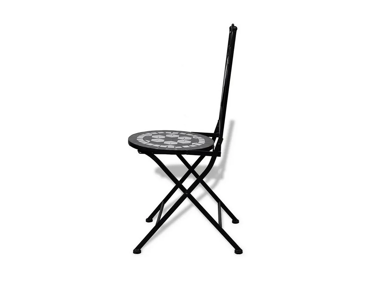 Chaise pliable métal et céramique noir Ivai - Lot de 2