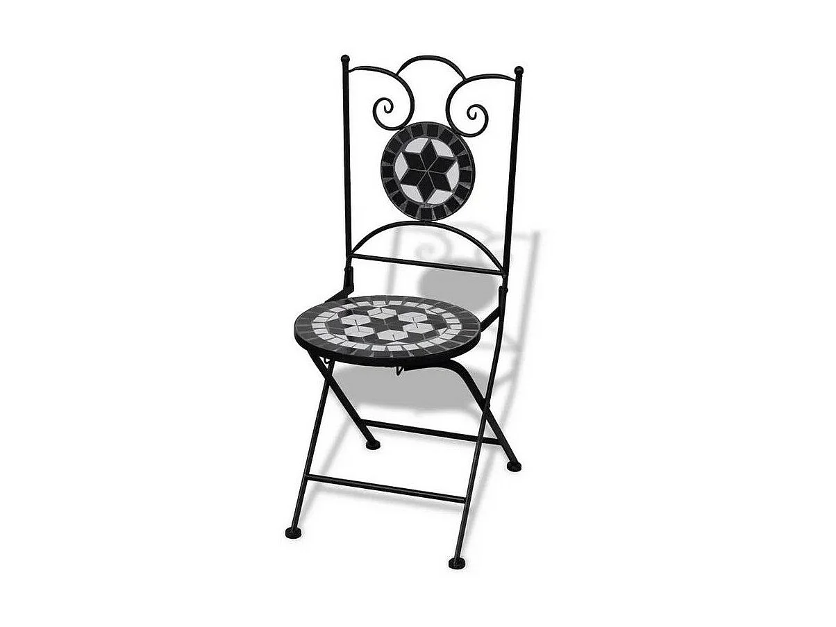 Chaise pliable métal et céramique noir Ivai - Lot de 2