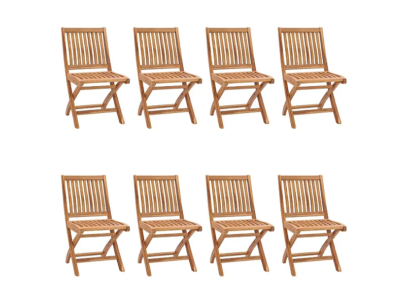 Chaises pliables de jardin 8 pcs Bois de teck solide 3