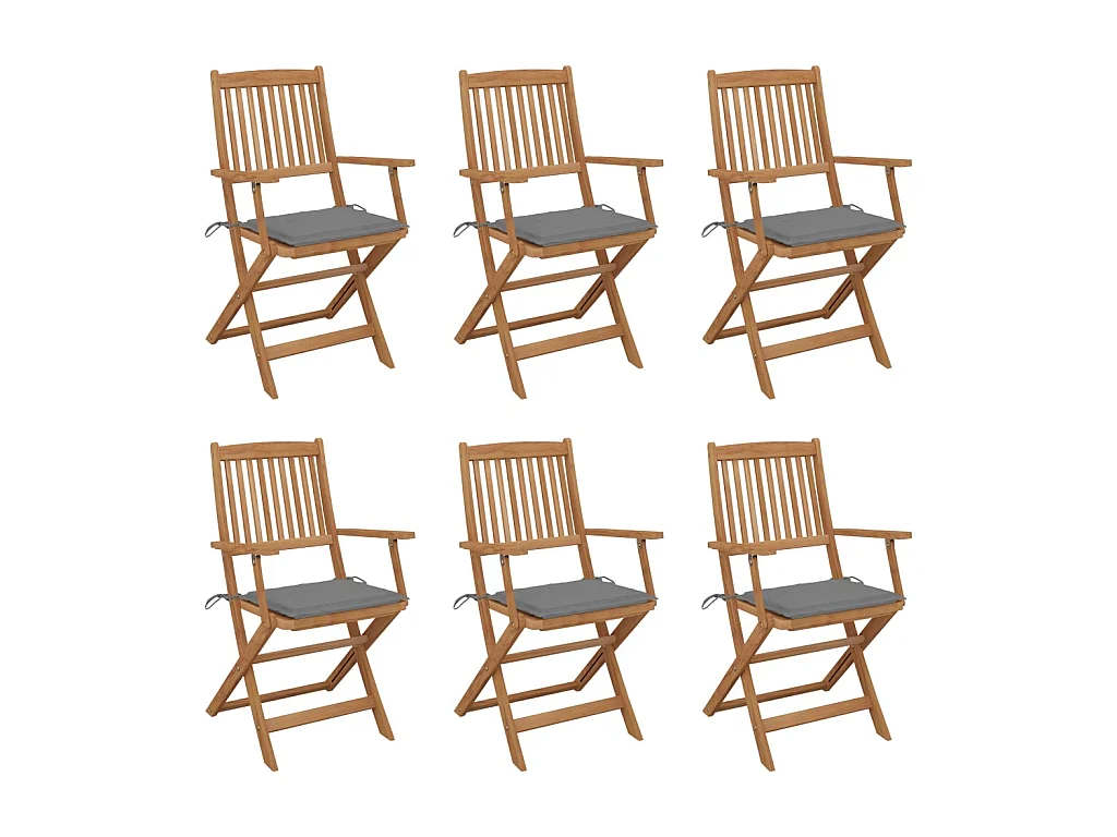 Chaises pliables de jardin 6 pcs avec coussins Bois d'acacia 81