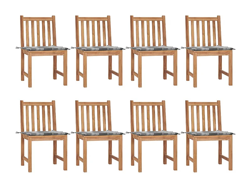 Chaises de jardin 8 pcs avec coussins Bois de teck massif 14