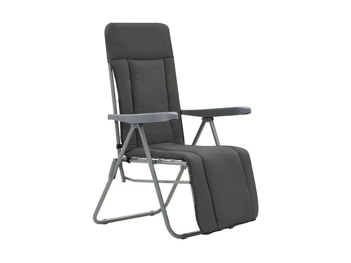 Chaise de jardin pliable tissu gris et métal Ralsa - Lot de 2