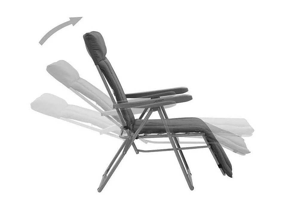 Chaise de jardin pliable tissu gris et métal Ralsa - Lot de 2