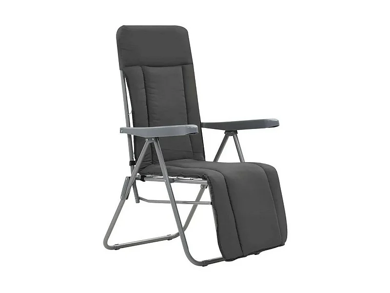 Chaise de jardin pliable tissu gris et métal Ralsa - Lot de 2