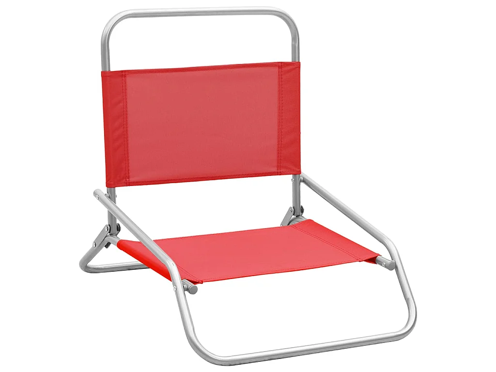 Chaises de plage pliables 2 pcs Rouge Tissu