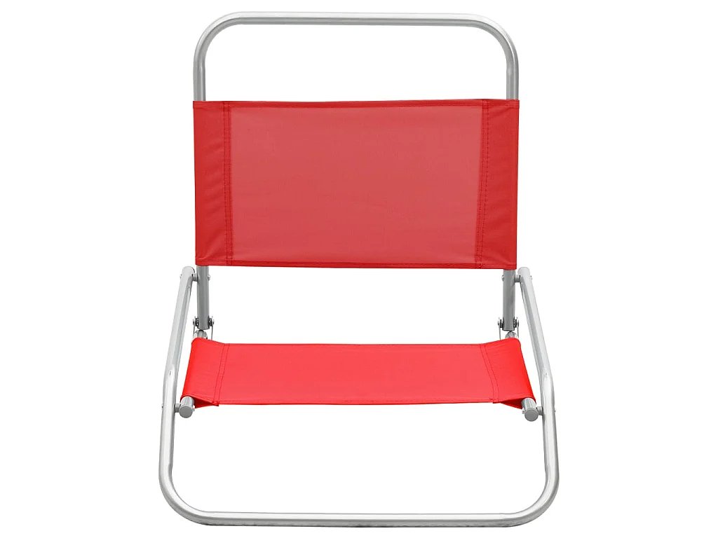 Chaises de plage pliables 2 pcs Rouge Tissu