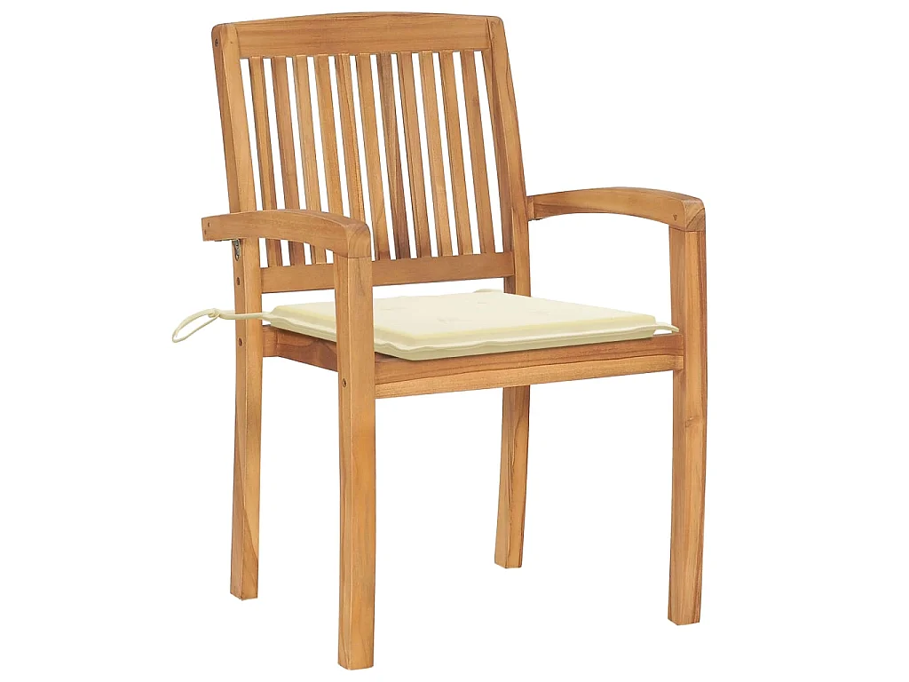 Chaises de jardin empilables avec coussins 8 pcs Teck solide 23