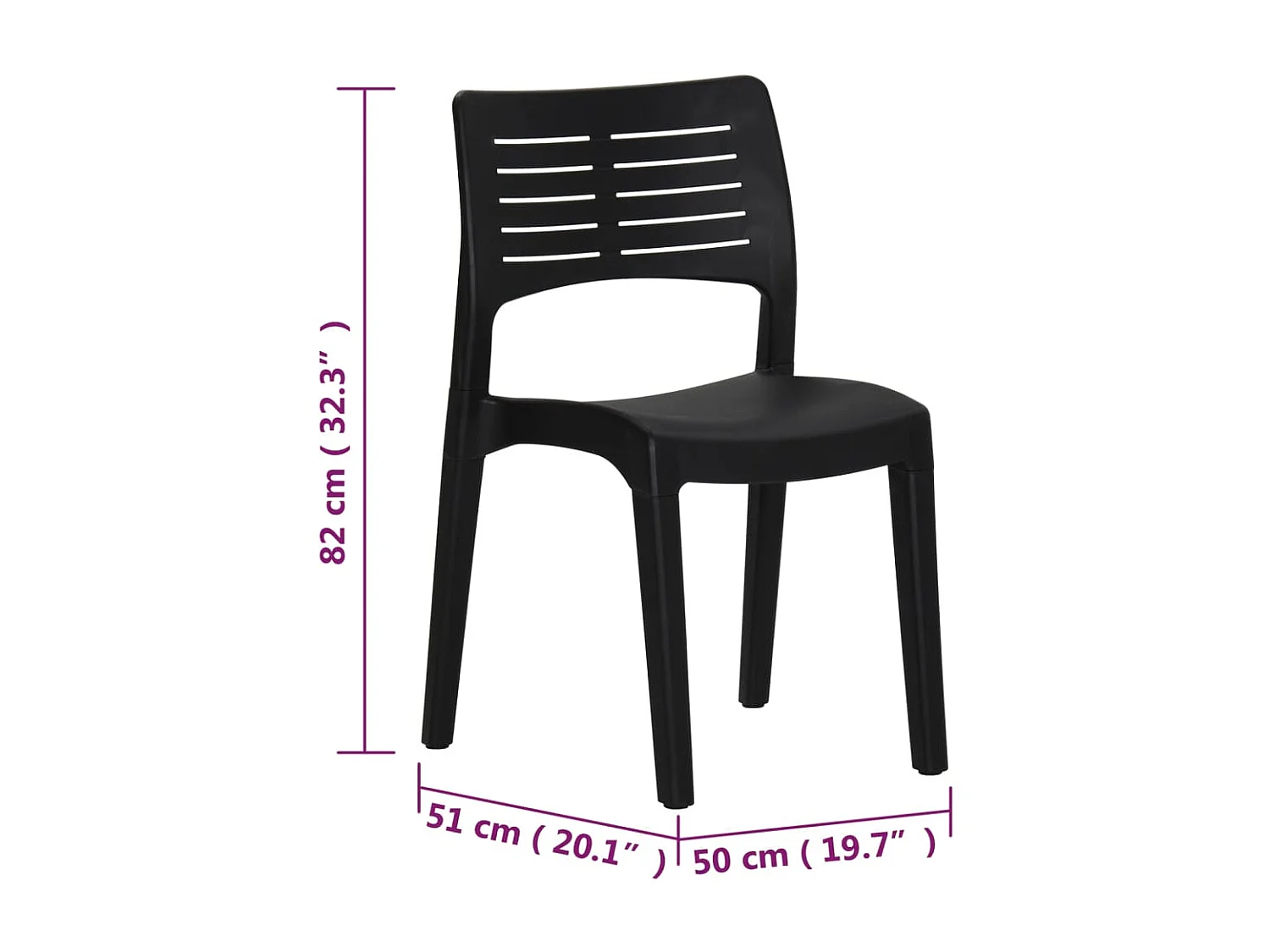 Chaises de jardin 2 pcs Anthracite Polypropylène