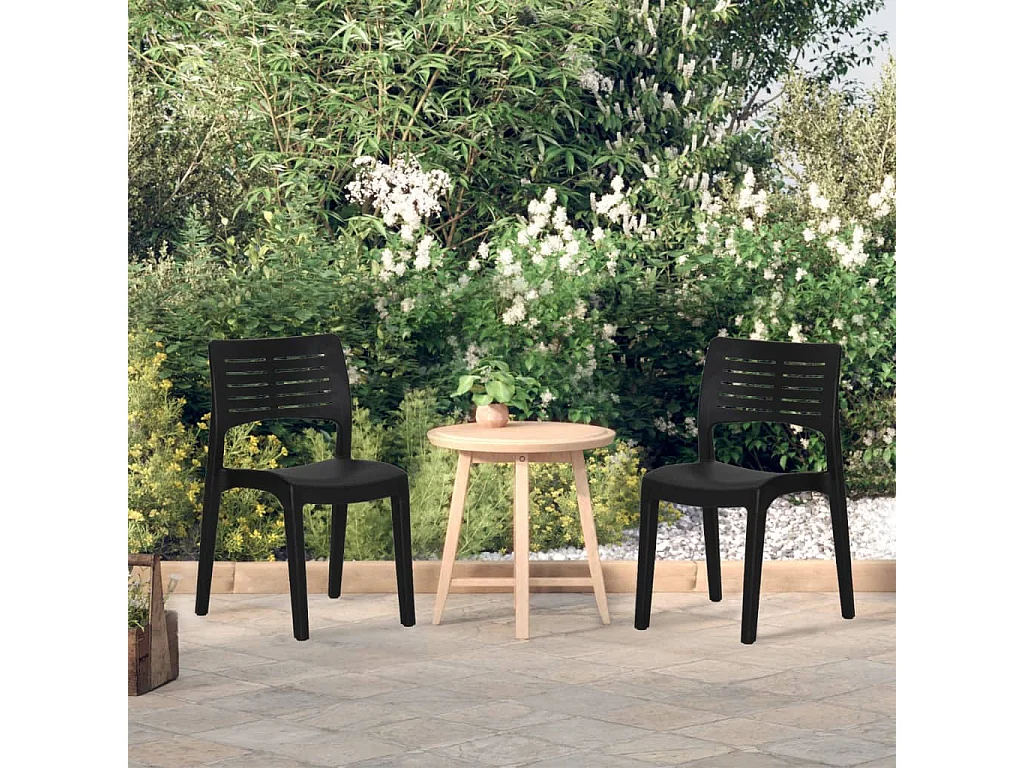 Chaises de jardin 2 pcs Anthracite Polypropylène