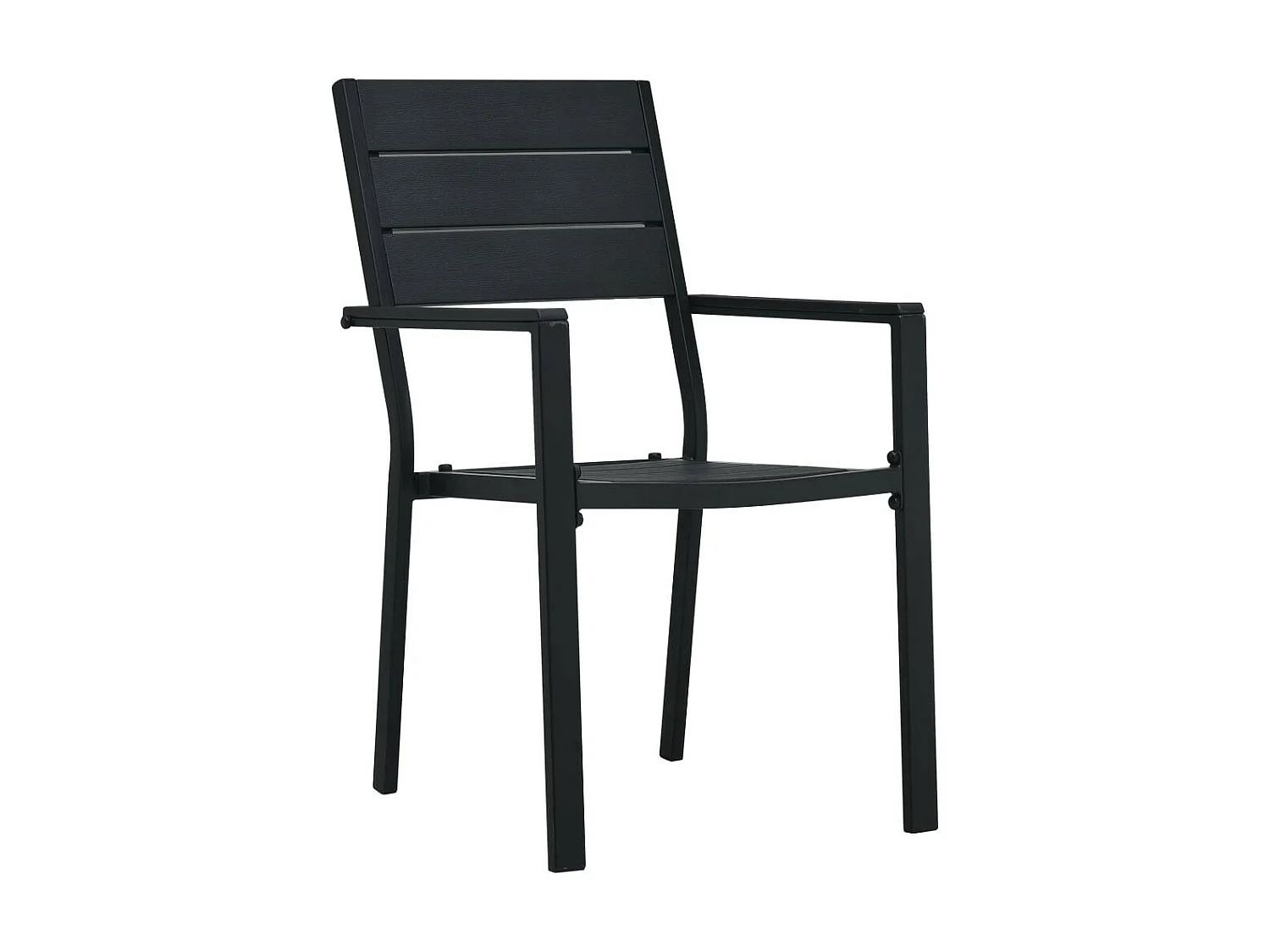 Chaises de jardin 4 pcs Noir PEHD Aspect de bois