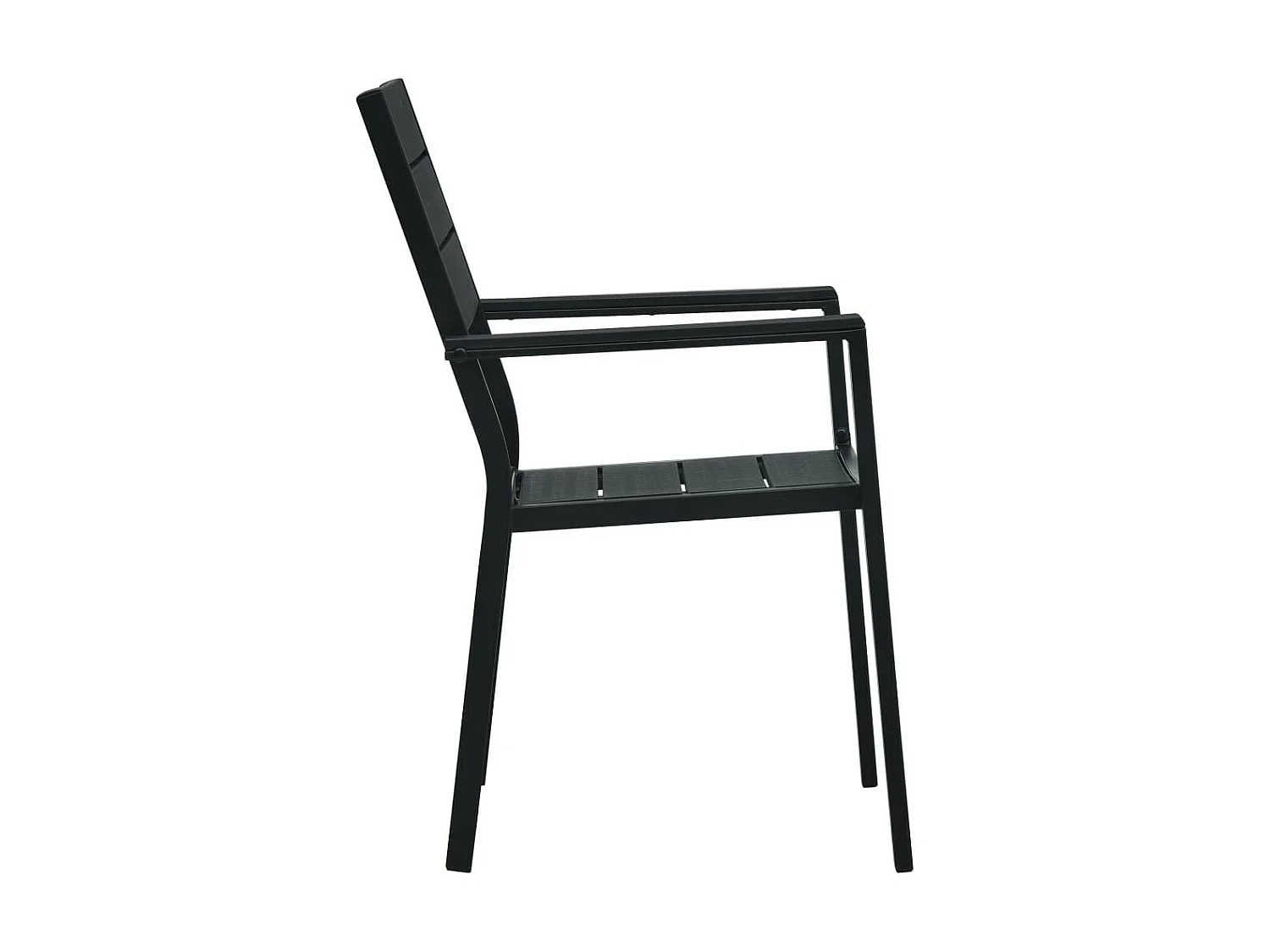 Chaises de jardin 4 pcs Noir PEHD Aspect de bois