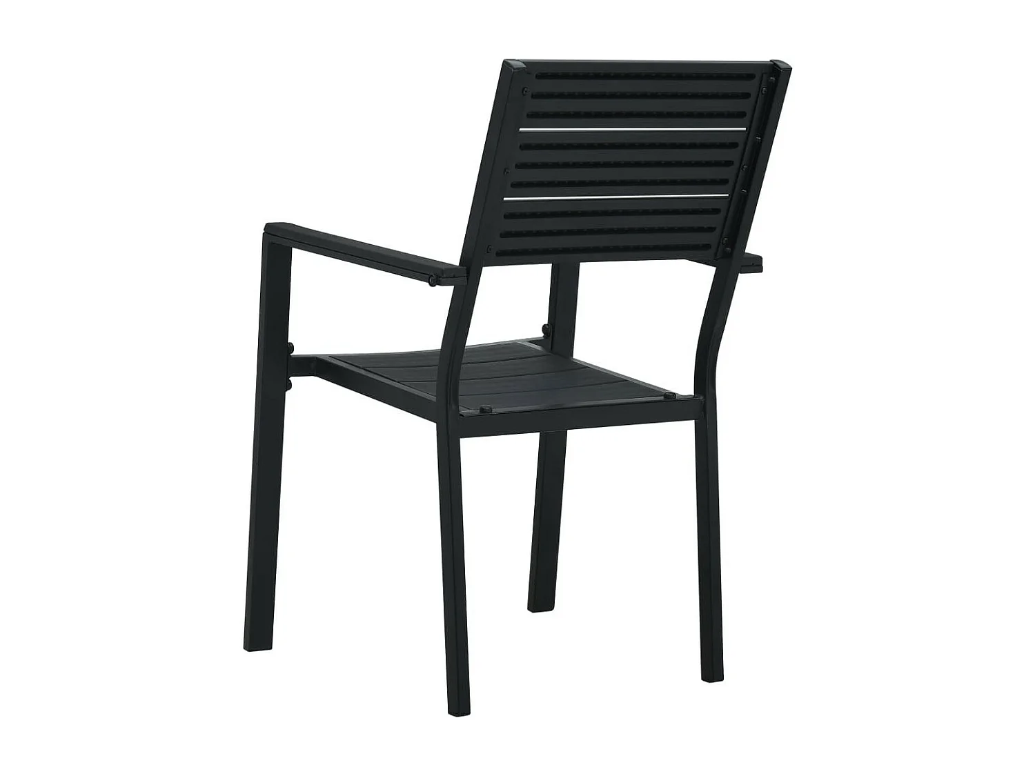 Chaises de jardin 4 pcs Noir PEHD Aspect de bois