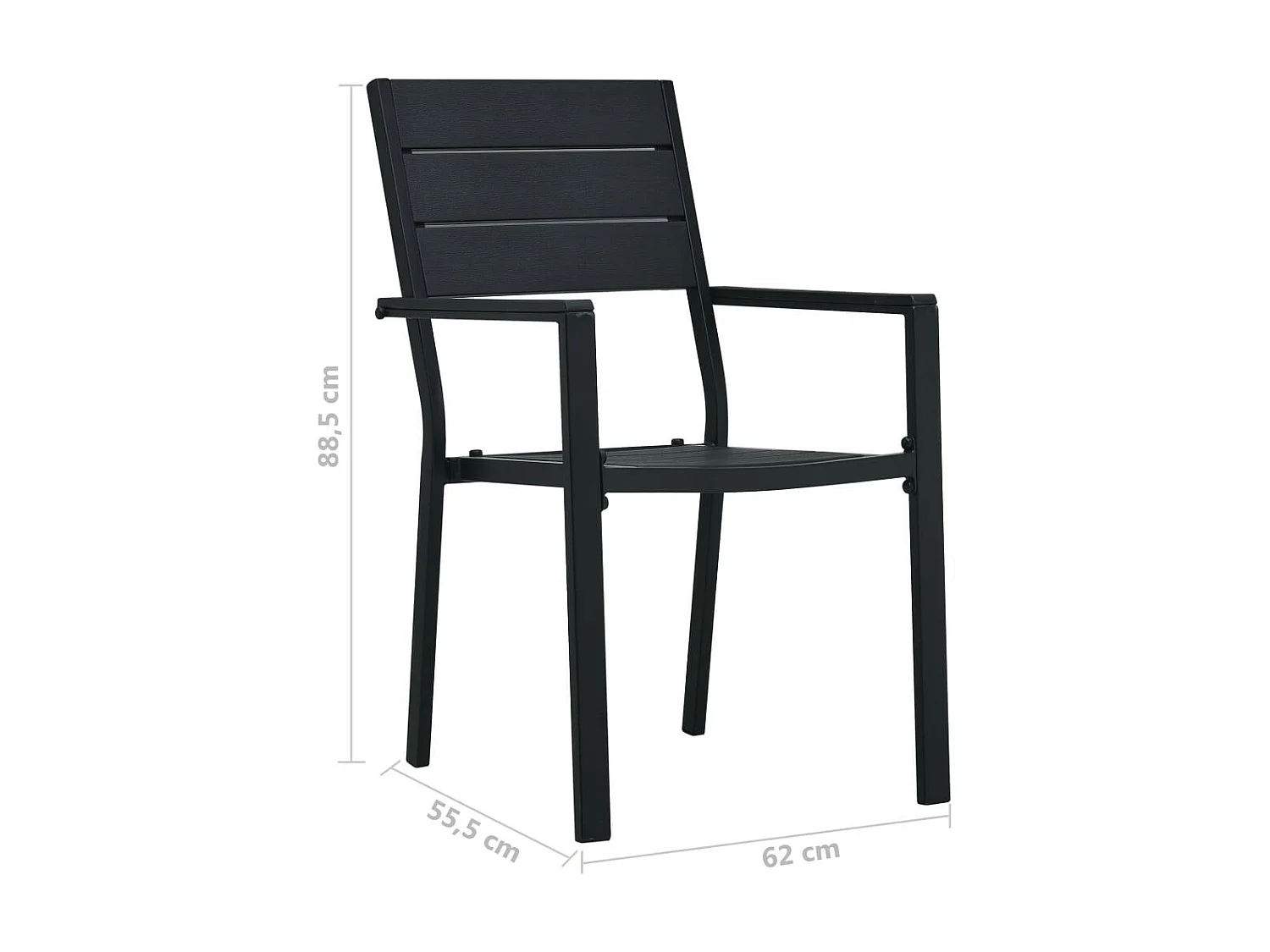 Chaises de jardin 4 pcs Noir PEHD Aspect de bois