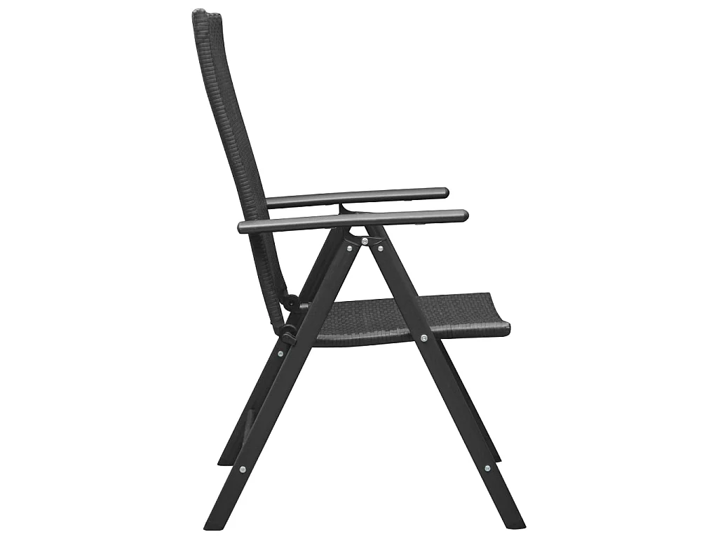 Chaises de jardin 4 pcs Résine tressée Noir 4