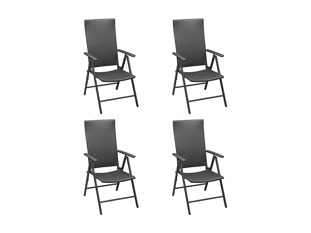 Chaises de jardin 4 pcs Résine tressée Noir 4