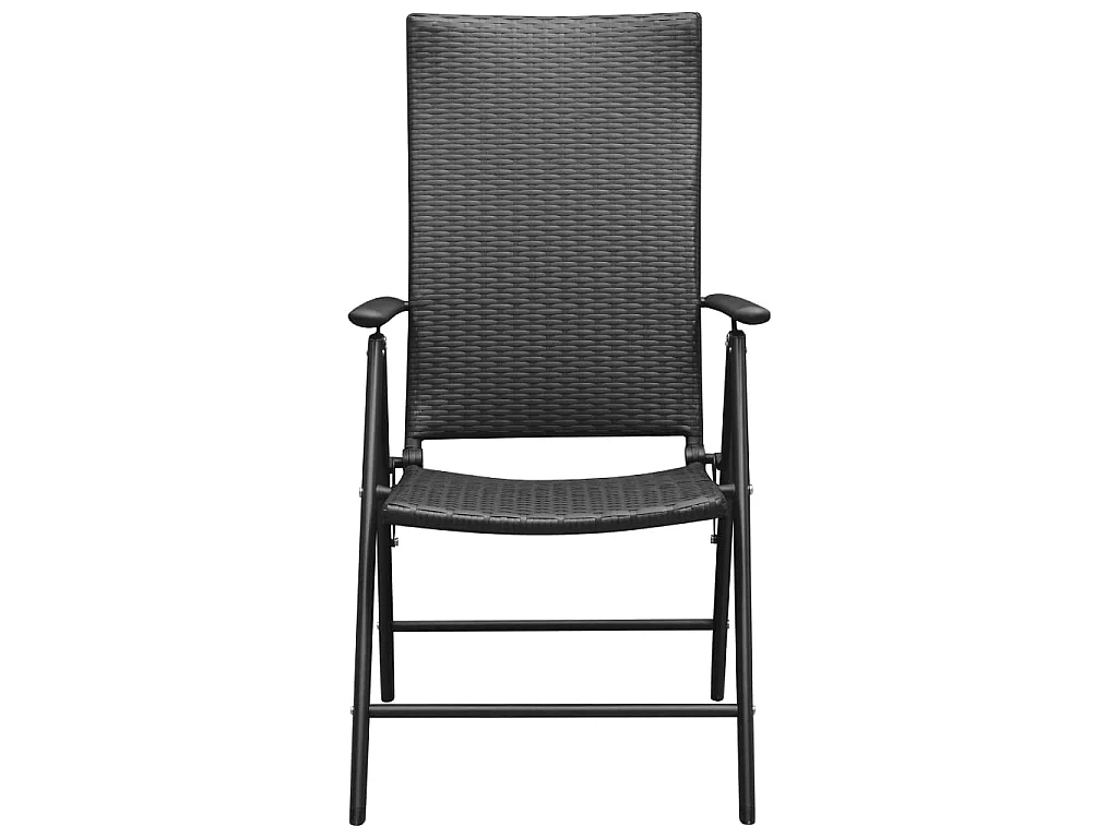 Chaises de jardin 4 pcs Résine tressée Noir 4