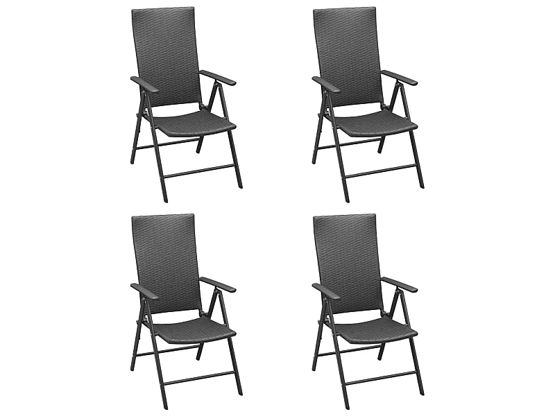 Chaises de jardin 4 pcs Résine tressée Noir 4