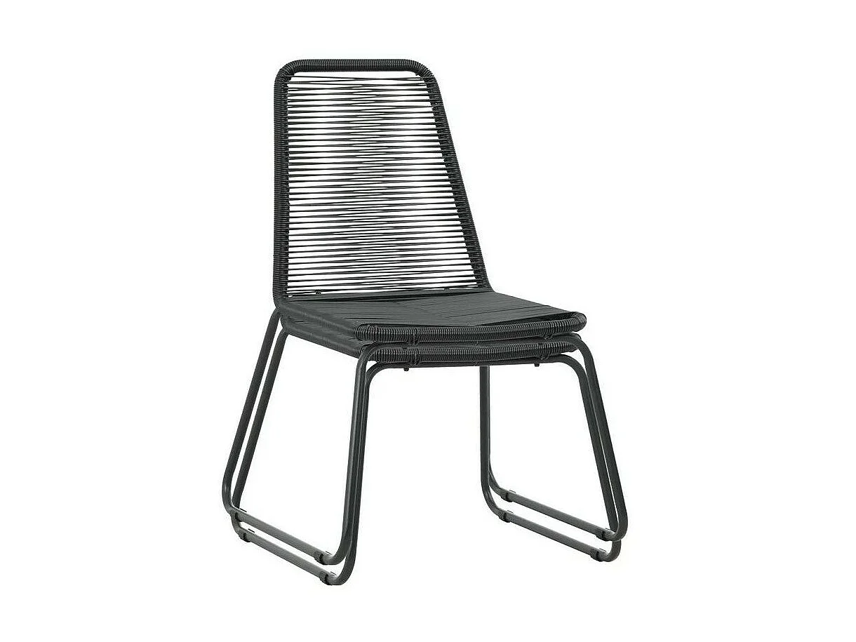 Chaise de jardin résine tressée et métal noir Daget - Lot de 2