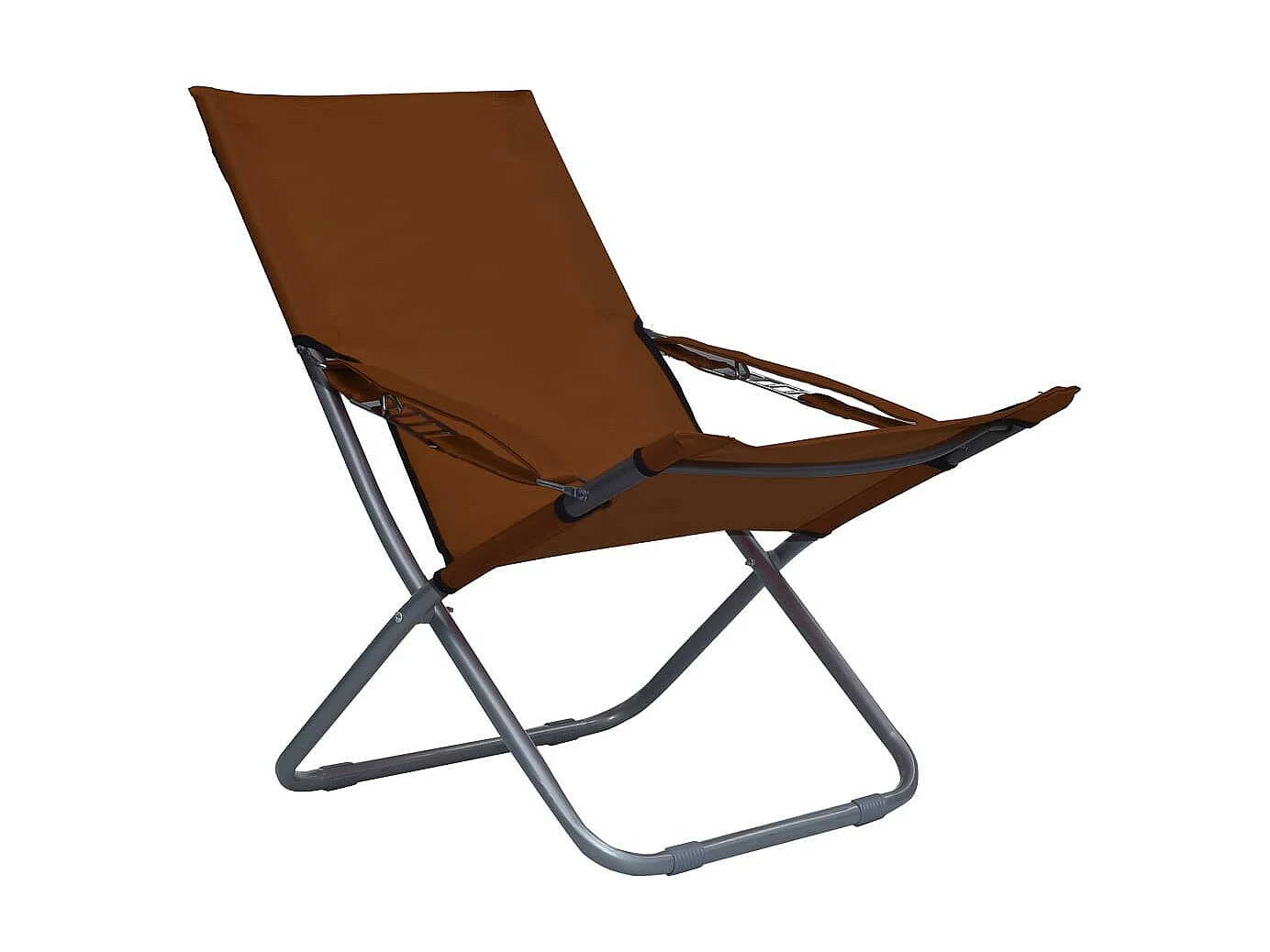 Chaises pliables de plage 2 pcs Tissu Marron
