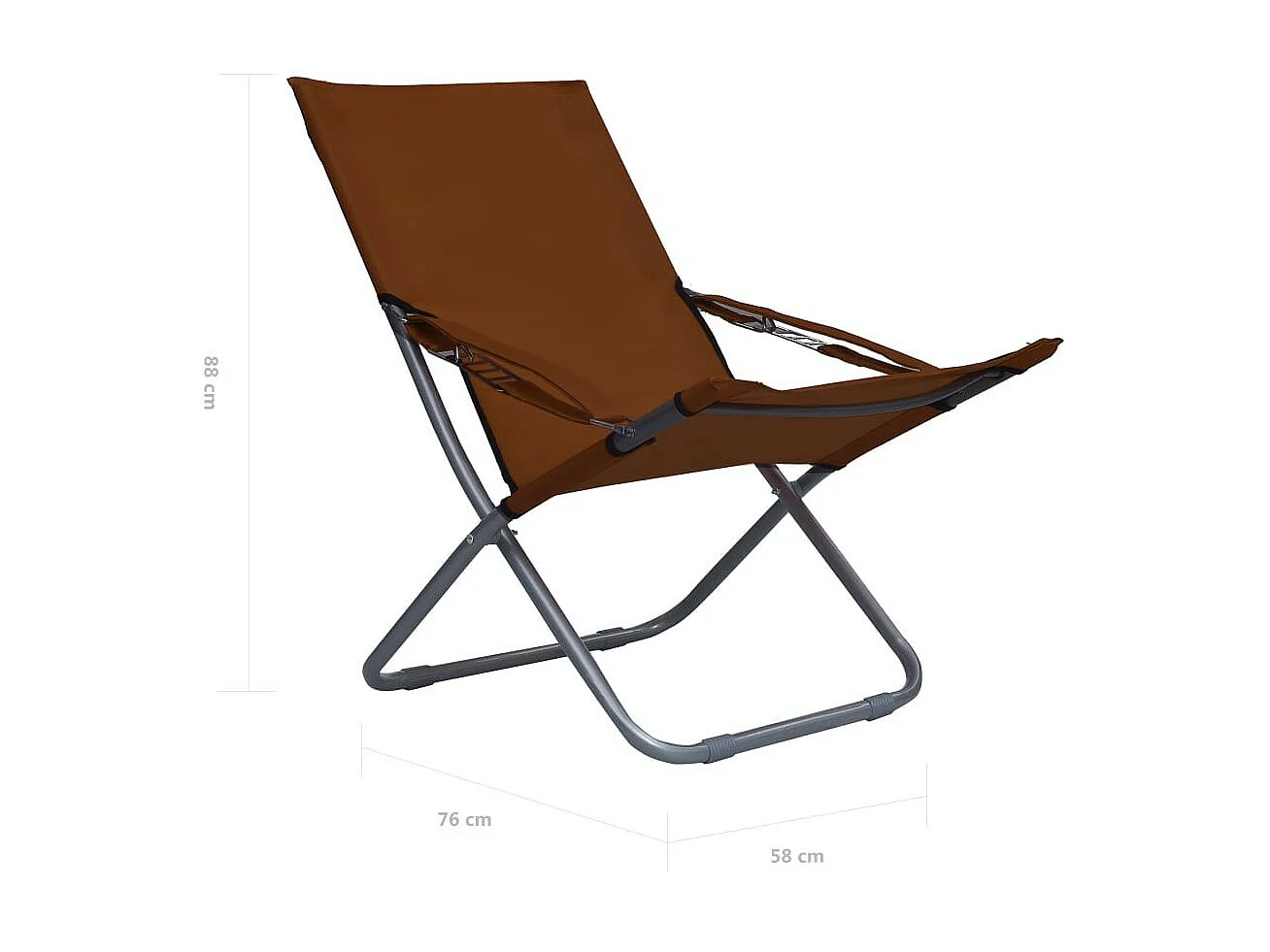 Chaises pliables de plage 2 pcs Tissu Marron