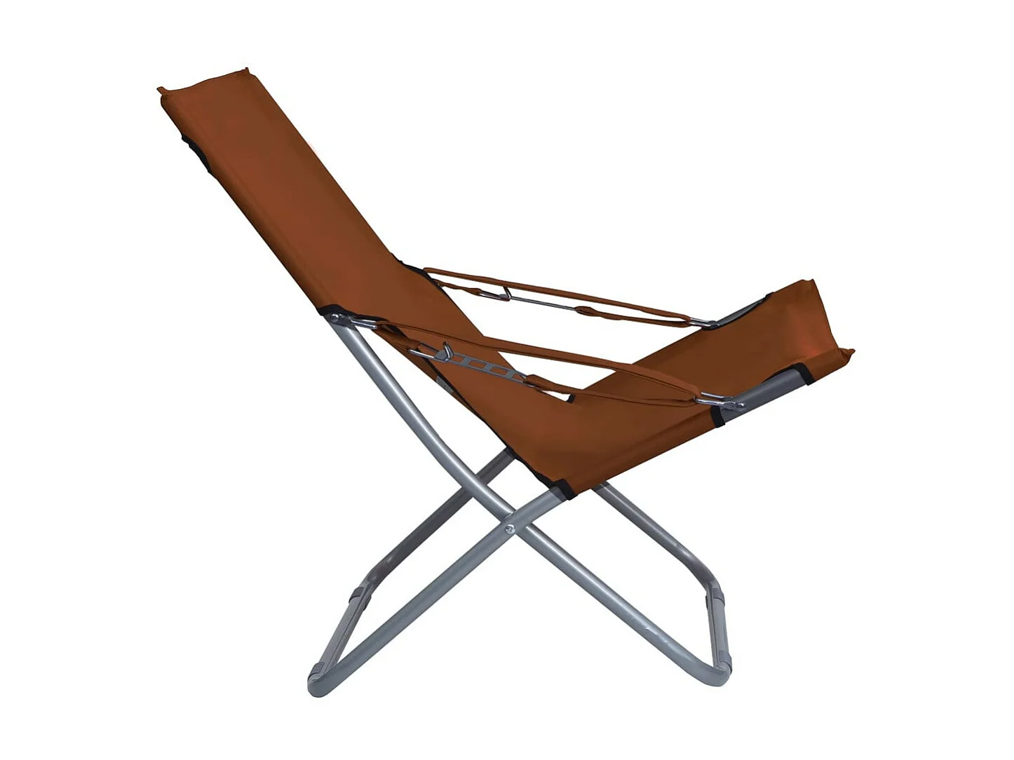 Chaises pliables de plage 2 pcs Tissu Marron