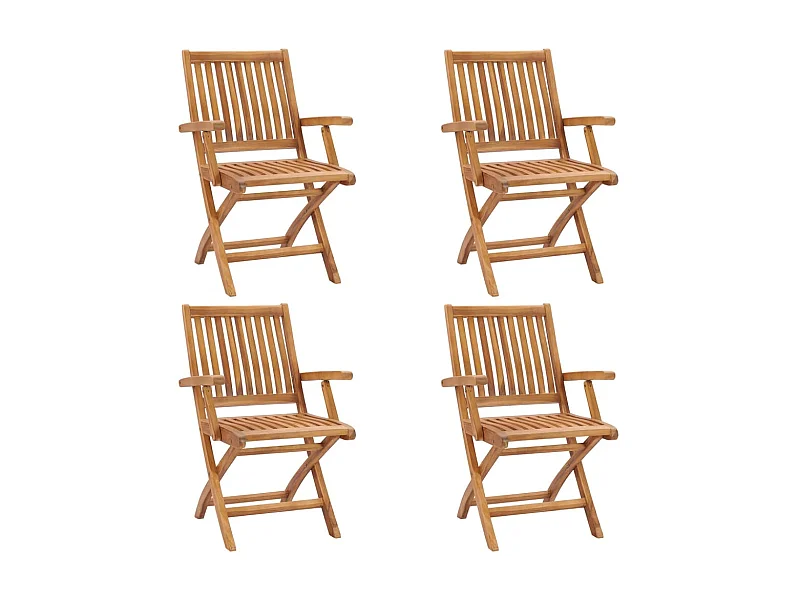 Chaises pliables de jardin 4 pcs Bois de teck solide