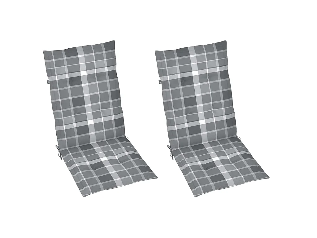 Chaises de jardin 2 pcs avec coussins à carreaux gris Teck 12