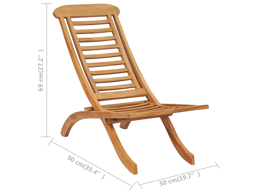 Chaise de jardin pliable 50x90x69 Bois de teck massif