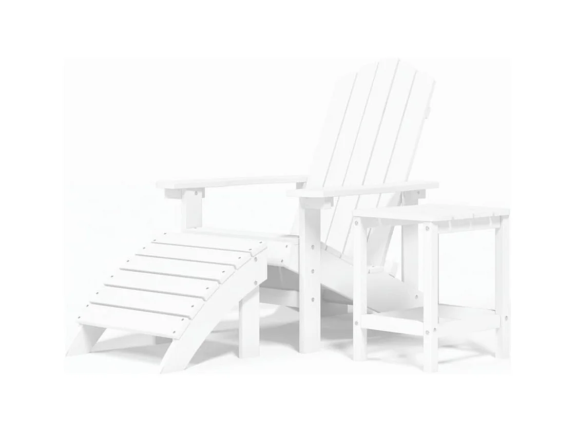 Chaise de jardin Adirondack repose-pied table PEHD Blanc