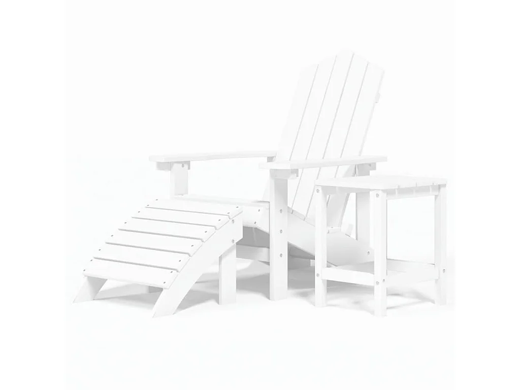 Chaise de jardin Adirondack repose-pied table PEHD Blanc