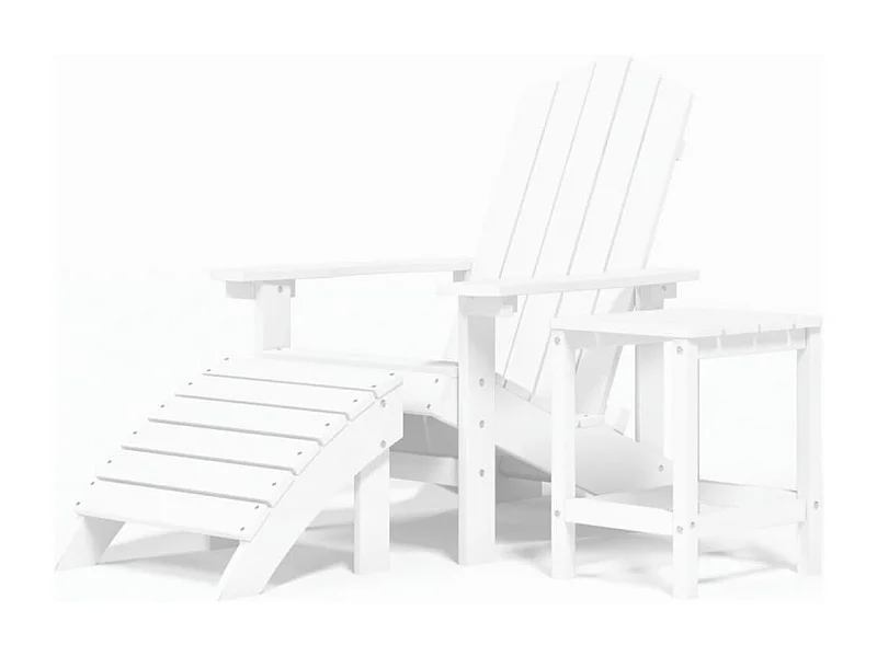Chaise de jardin Adirondack repose-pied table PEHD Blanc