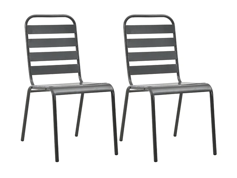 Chaises empilables de d'extérieur 2 pcs Acier Gris
