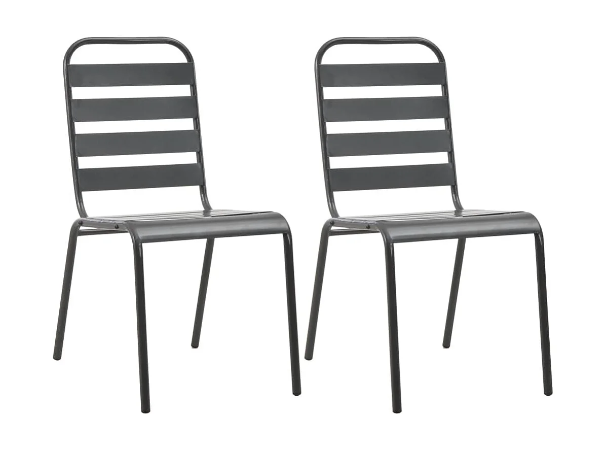 Chaises empilables de d'extérieur 2 pcs Acier Gris