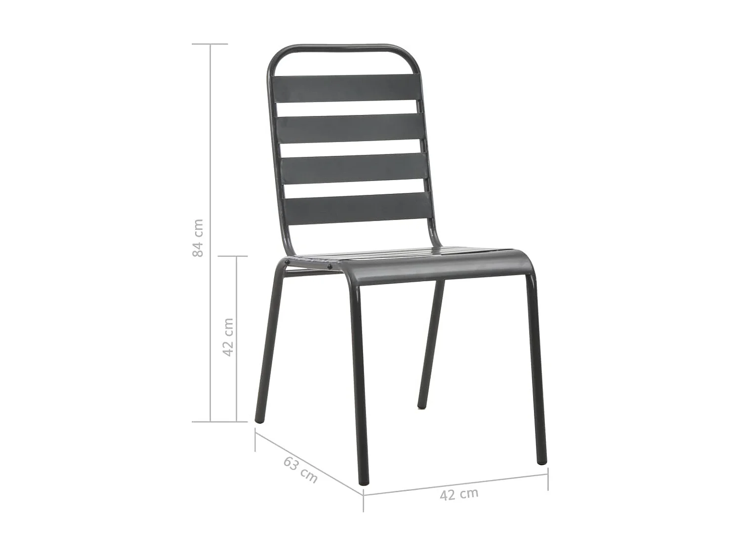 Chaises empilables de d'extérieur 2 pcs Acier Gris