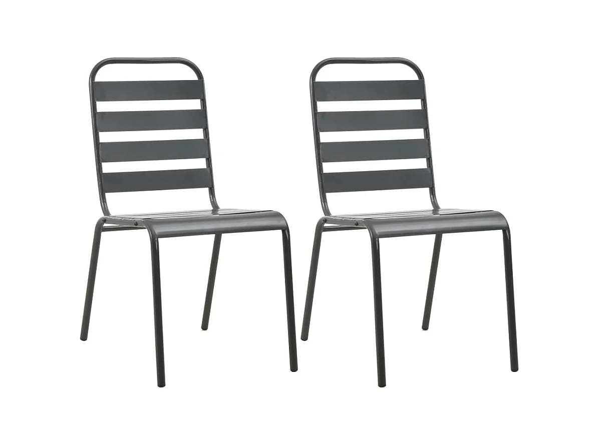 Chaises empilables de d'extérieur 2 pcs Acier Gris