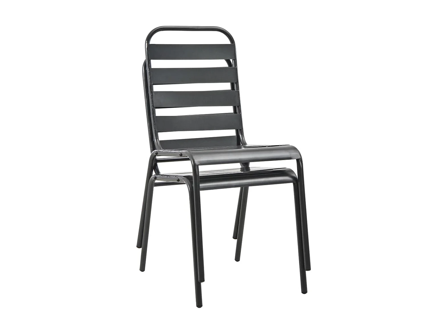 Chaises empilables de d'extérieur 2 pcs Acier Gris