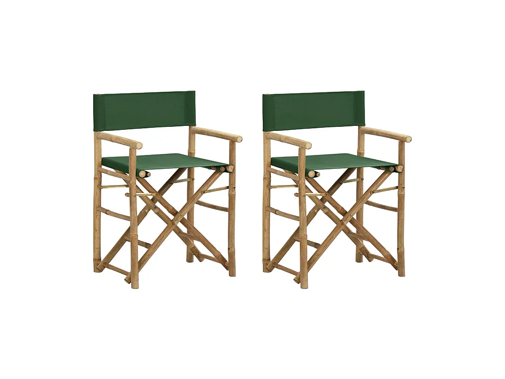Regisseursstoelen 2 st inklapbaar groen bamboe en stof