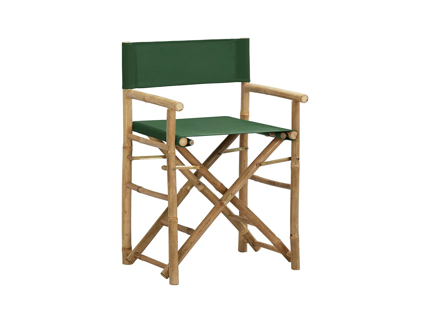 Chaises pliables de directeur 2 pcs Vert Bambou et tissu