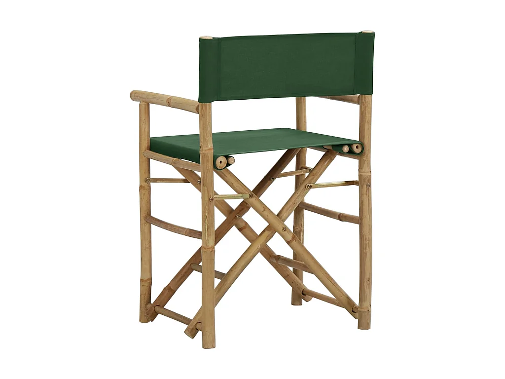 Chaises pliables de directeur 2 pcs Vert Bambou et tissu