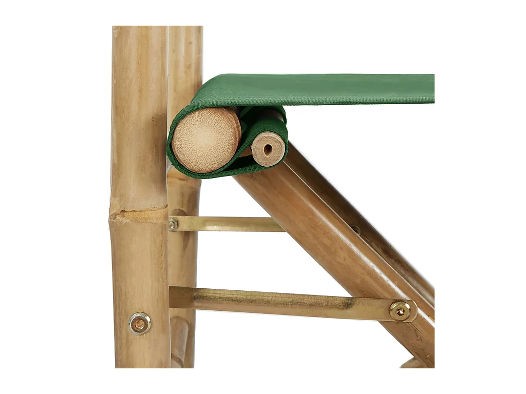 Chaises pliables de directeur 2 pcs Vert Bambou et tissu