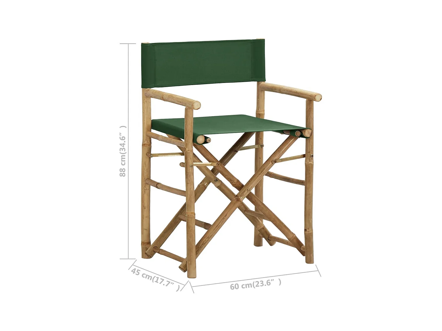 Chaises pliables de directeur 2 pcs Vert Bambou et tissu