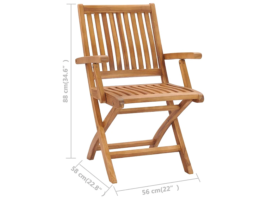 Chaises de jardin pliables 2 pcs Bois de teck massif
