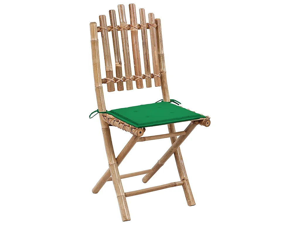 Chaises pliables de jardin 2 pcs avec coussins Bambou 27