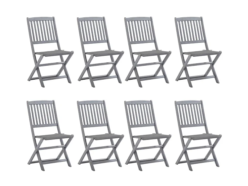 Chaises pliables d'extérieur 8 pcs avec coussins Bois d'acacia 38
