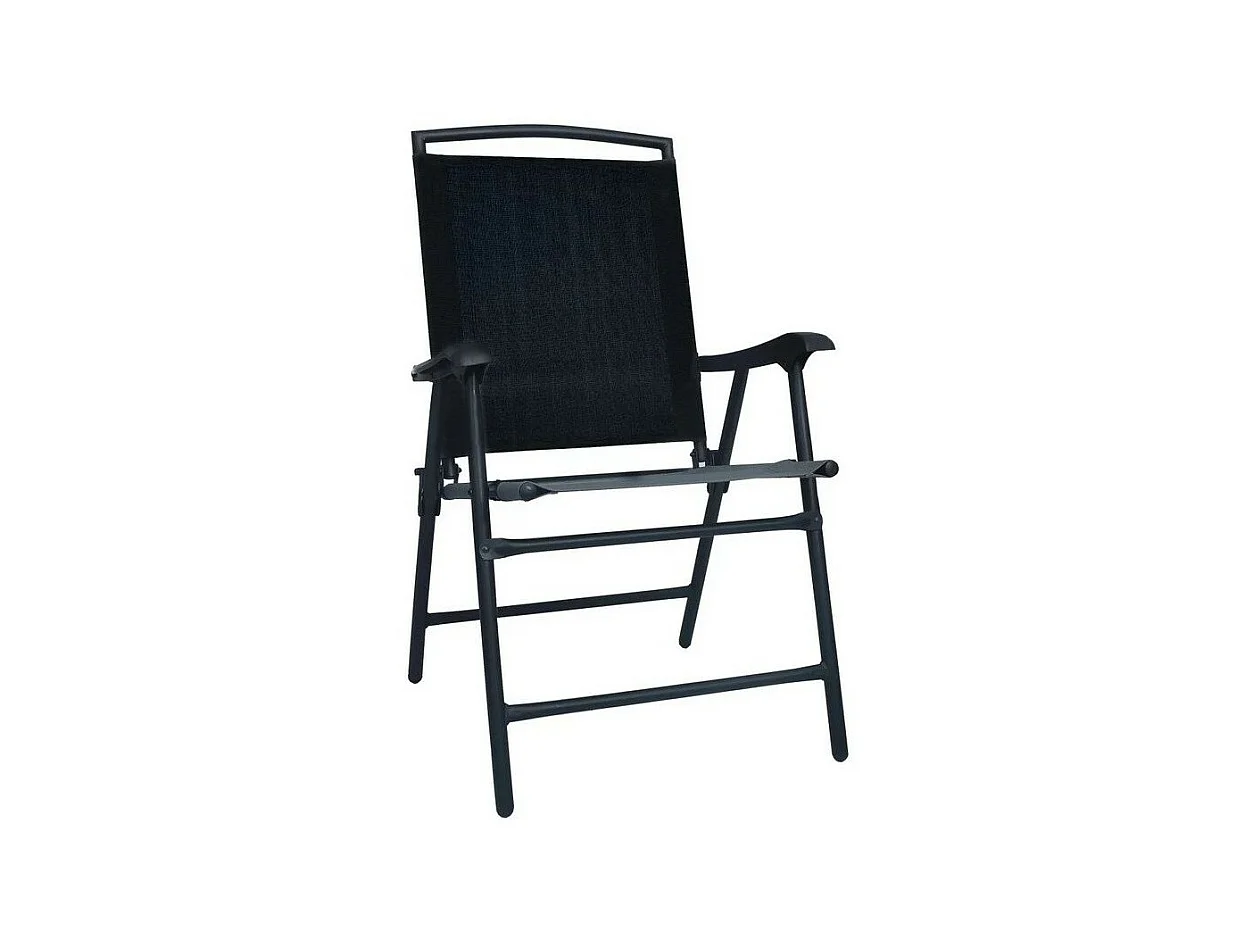 Chaise de jardin pliable textilène et métal noir Ariz - Lot de 2