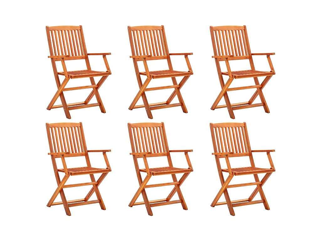Chaises de jardin pliables 6 pcs Bois d'eucalyptus massif